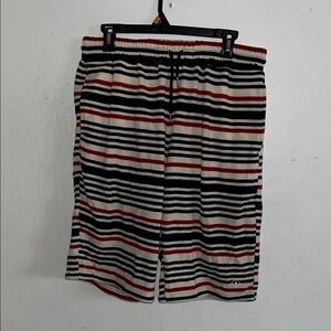 Striped Athletic Shorts - Black, Red, White